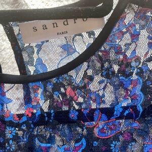Sandro blue lace blouse